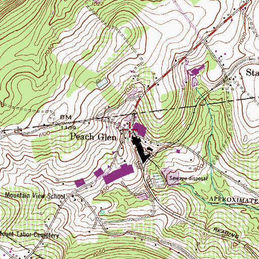 Topographic Map of Peach Glen, PA