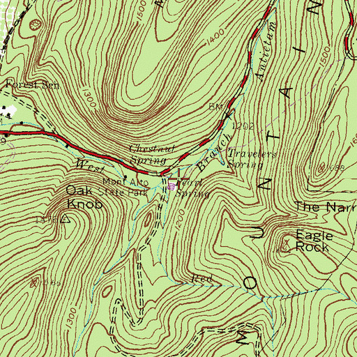 Topographic Map of Pearl Spring, PA