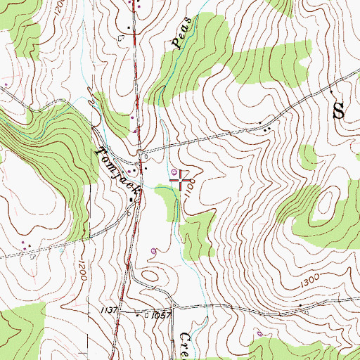 Topographic Map of Peas Creek, PA