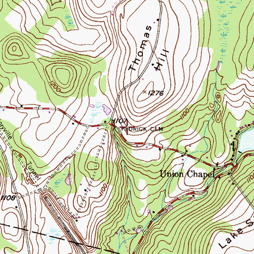 Topographic Map of Pedrick Cemetery, PA