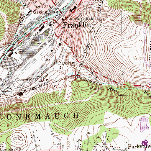 Topographic Map of Peggys Run, PA