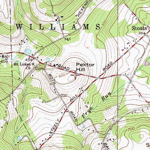 Topographic Map of Pektor Hill, PA