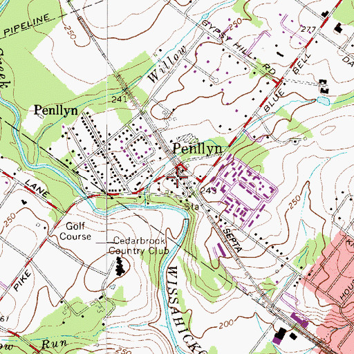 Topographic Map of Penllyn, PA