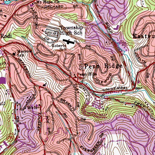 Topographic Map of Penn Hills Church, PA