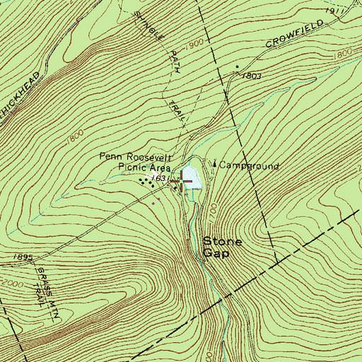 Topographic Map of Penn Roosevelt State Park, PA