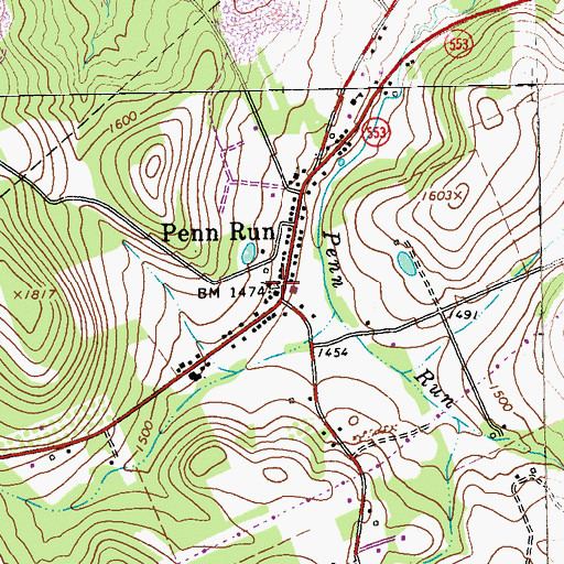 Topographic Map of Penn Run, PA