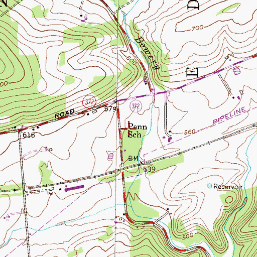 Topographic Map of Penn School, PA