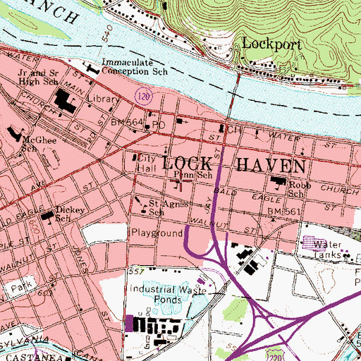 Topographic Map of Penn School, PA