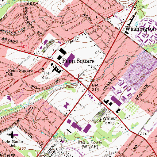 Topographic Map of Penn Square, PA