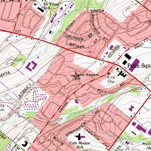 Topographic Map of Penn Square Church, PA