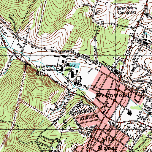 Topographic Map of Penn State University, PA