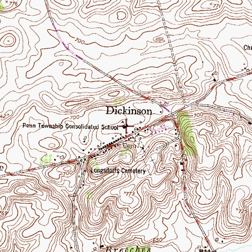 Topographic Map of Penn Township Consolidated School, PA