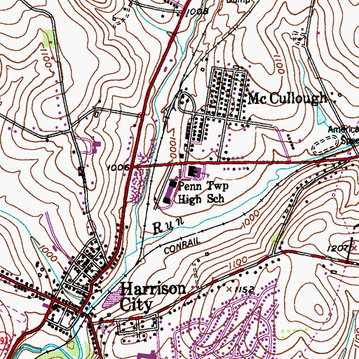 Topographic Map of Penn Township High School, PA