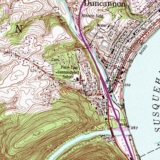 Topographic Map of Penn Township Consilidated School, PA