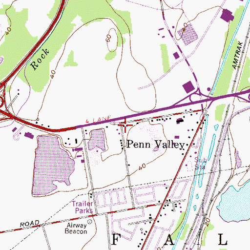 Topographic Map of Penn Valley, PA