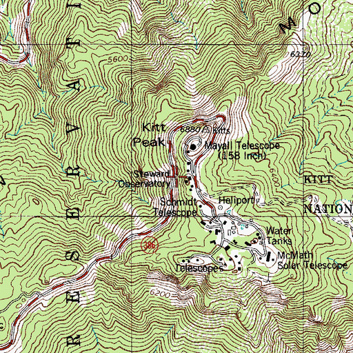 Topographic Map of Steward Observatory, AZ