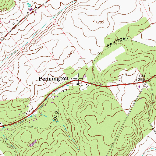 Topographic Map of Pennington, PA