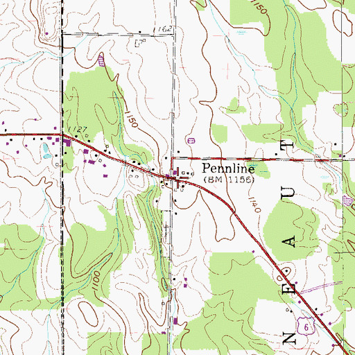 Topographic Map of Pennline, PA