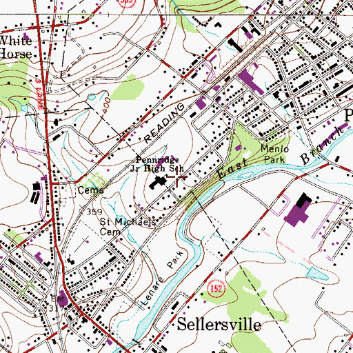 Topographic Map of Pennridge Junior High School, PA
