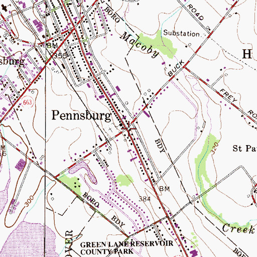 Topographic Map of Pennsburg, PA