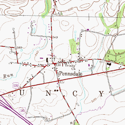 Topographic Map of Pennsdale, PA