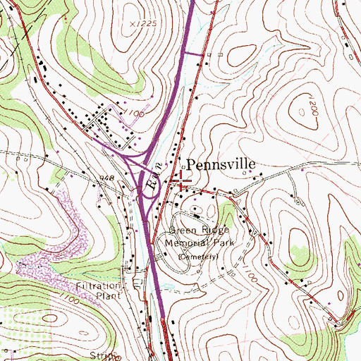 Topographic Map of Pennsville, PA