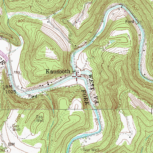 Topographic Map of Pennsylvania Fork Fish Creek, WV