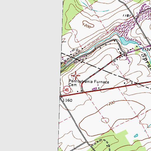 Topographic Map of Pennsylvania Furnace Cemetery, PA