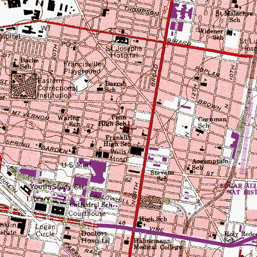 Topographic Map of Pennsylvania High School, PA