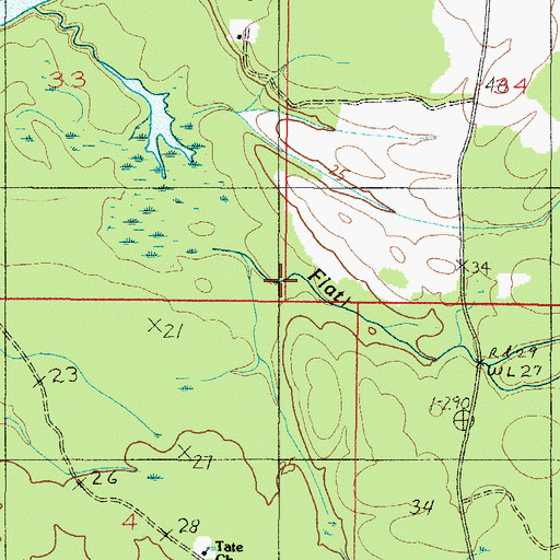 Topographic Map of Flat Branch, AL