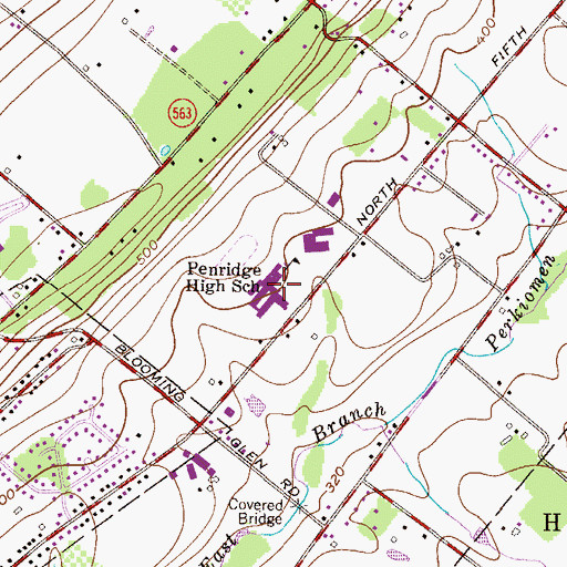 Topographic Map of Pennridge High School, PA
