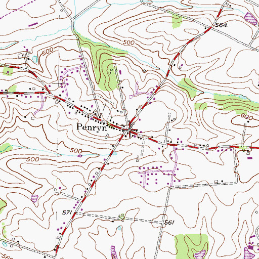 Topographic Map of Penryn, PA
