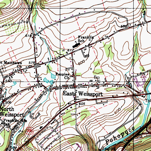 Topographic Map of Peoples Church, PA