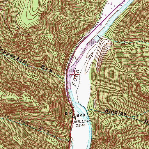 Topographic Map of Pepperhill Run, PA