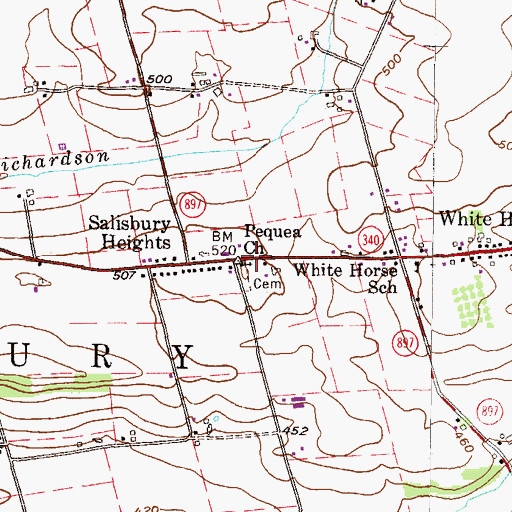 Topographic Map of Pequea Church, PA