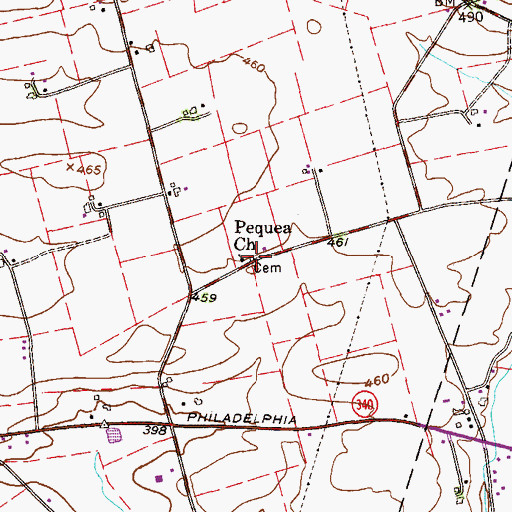Topographic Map of Pequea Church, PA