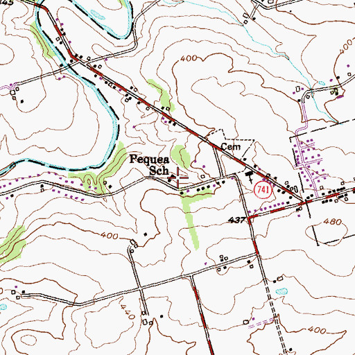 Topographic Map of Pequea School, PA