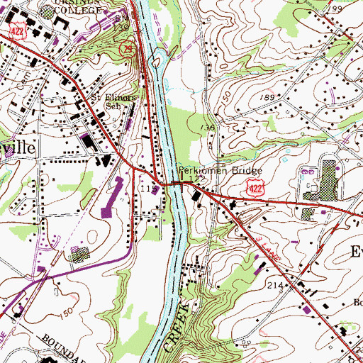 Topographic Map of Perkiomen Bridge, PA