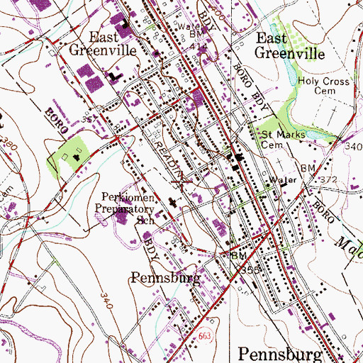 Topographic Map of Perkiomen Preparatory School, PA
