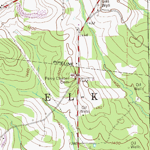 Topographic Map of Perry Chapel Cemetery, PA