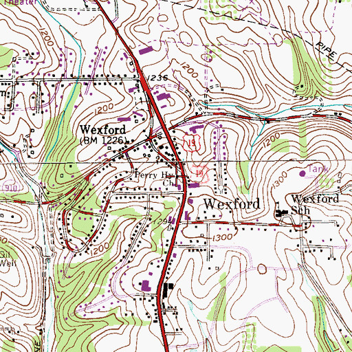 Topographic Map of Perry Highway Church, PA