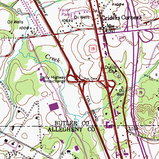 Topographic Map of Perry Highway Interchange, PA