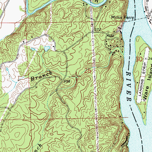 Topographic Map of Flat Branch, AL