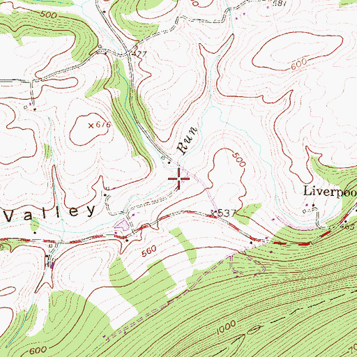 Topographic Map of Perry Valley, PA