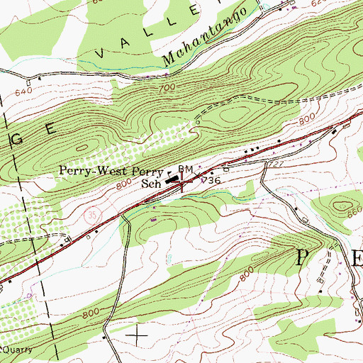 Topographic Map of Perry-West Perry School, PA