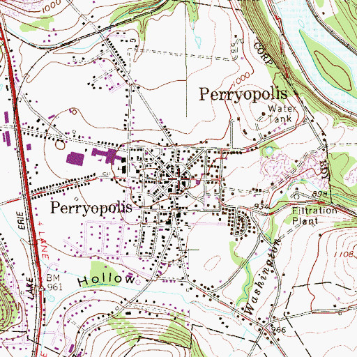 Topographic Map of Perryopolis, PA