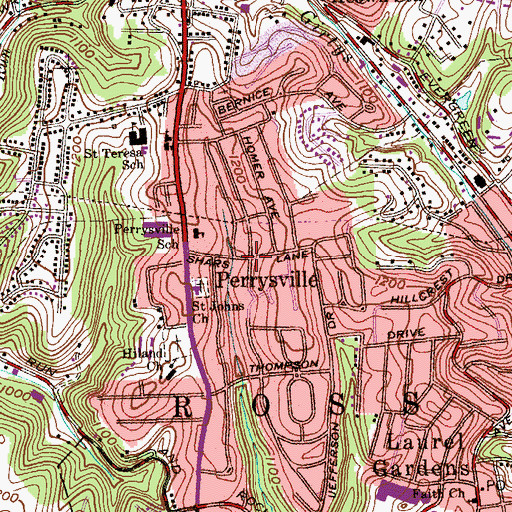 Topographic Map of Perrysville, PA