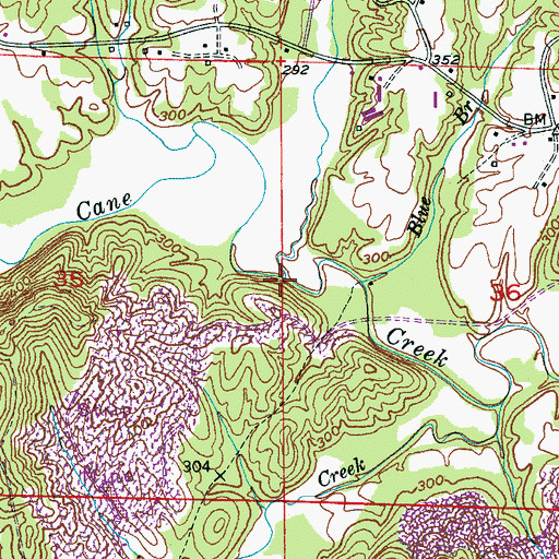 Topographic Map of Flat Branch, AL