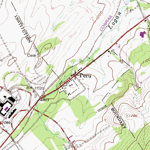 Topographic Map of Peru, PA