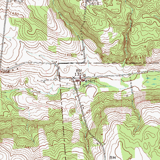 Topographic Map of Peters Cemetery, PA